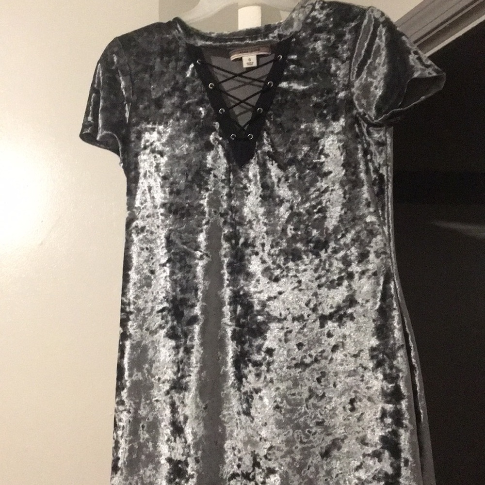 Grey velvet dress